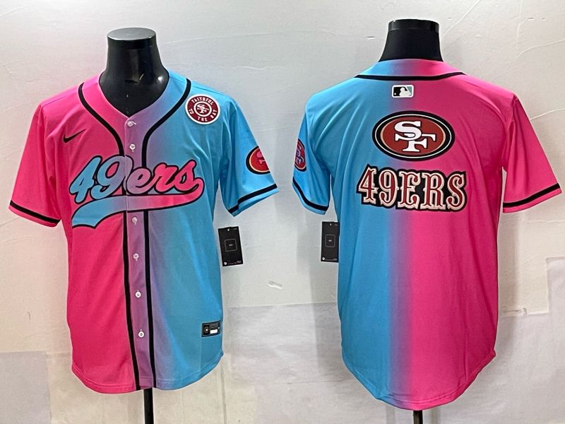 Men 2025 San Francisco 49ers Blank Blue pink Nike Limited NFL Jersey style 07